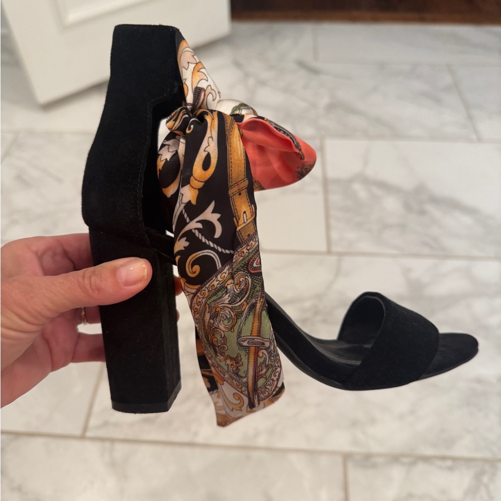 Jeffrey Campbell Black Heels with Colorful Scarf - Picture 5 of 6